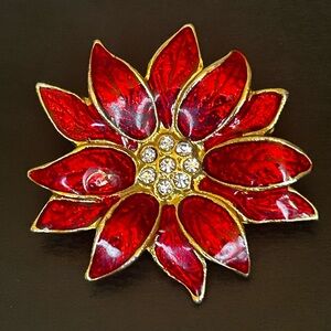 Red and Gold Flower Brooch